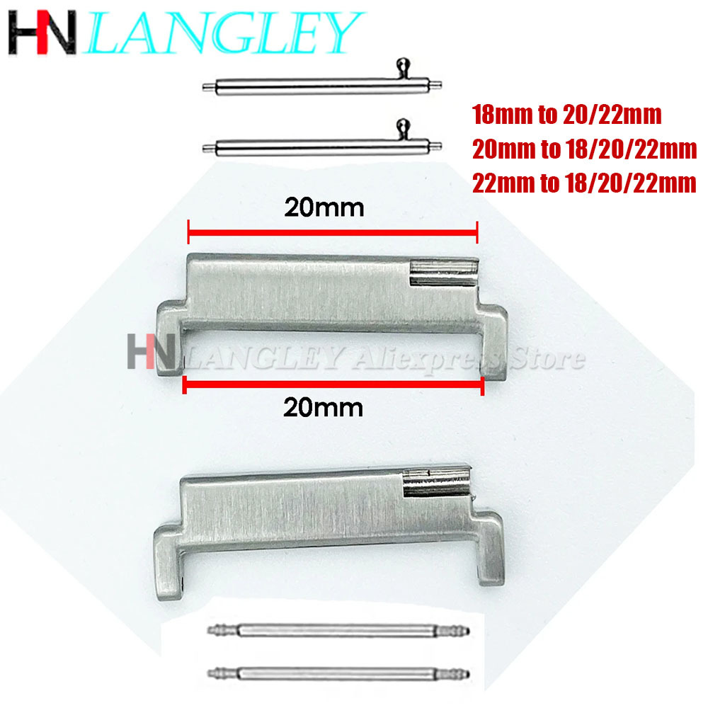 Watch Band Connector - 1Pair Strap Metal Adapter 18mm To