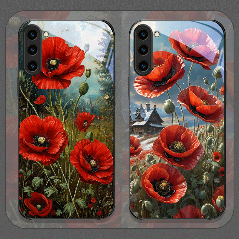 Samsung Galaxy S24 - Retro Poppy Flower Bloom Hot Red