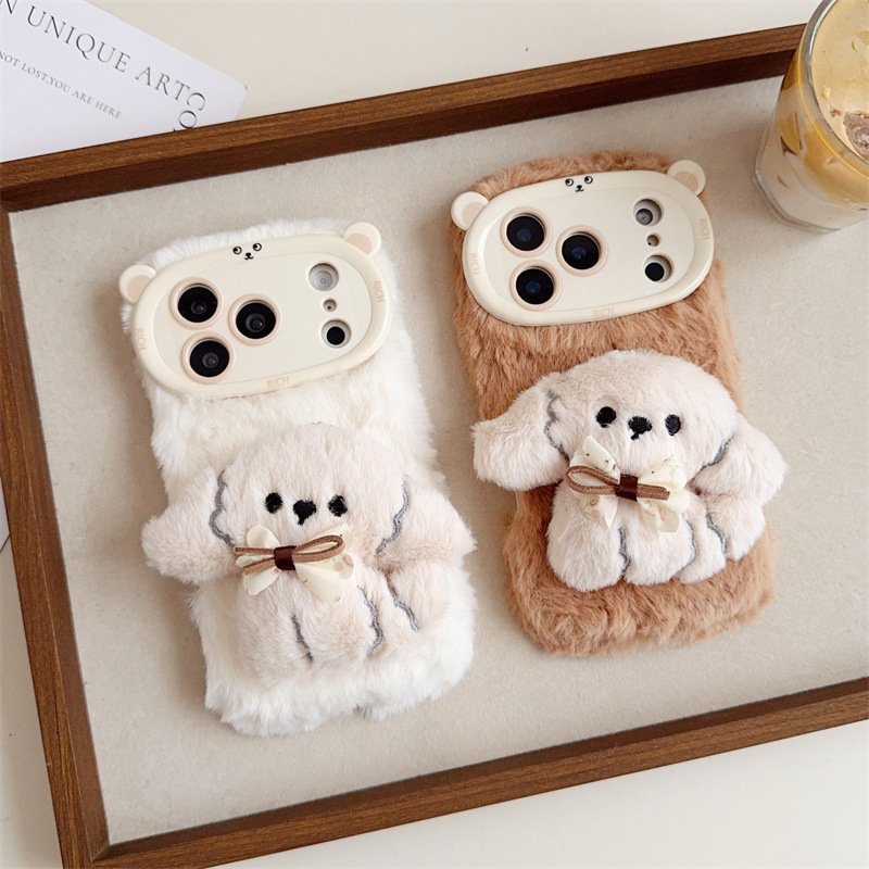 3D Cartoon Bowknot Puppy Warm  - Apple Iphone 15 Pro Max ulasan dan harga