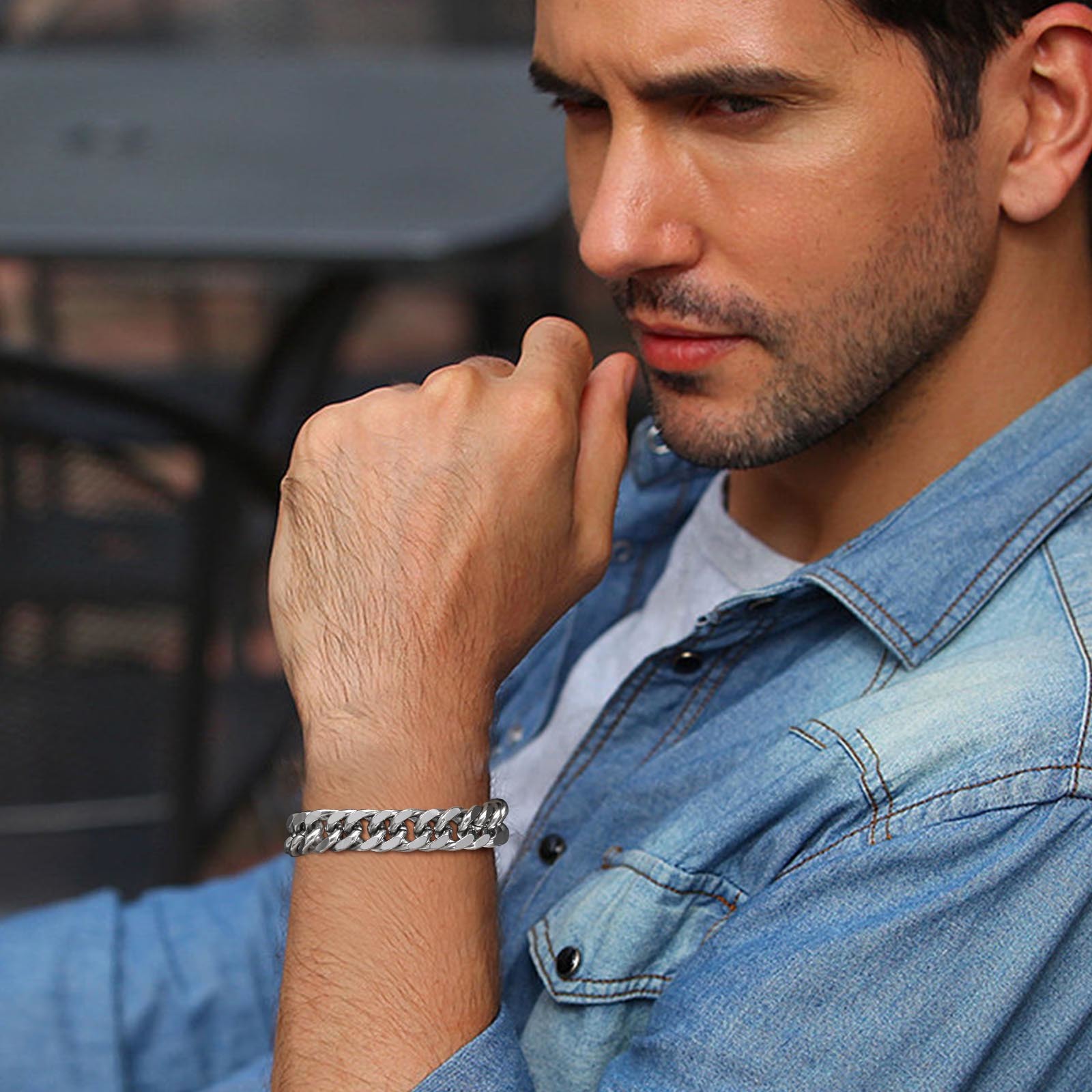 Men's Chunky 8/10/12/15MM Stai - Ceramic Link Bracelet ulasan dan harga