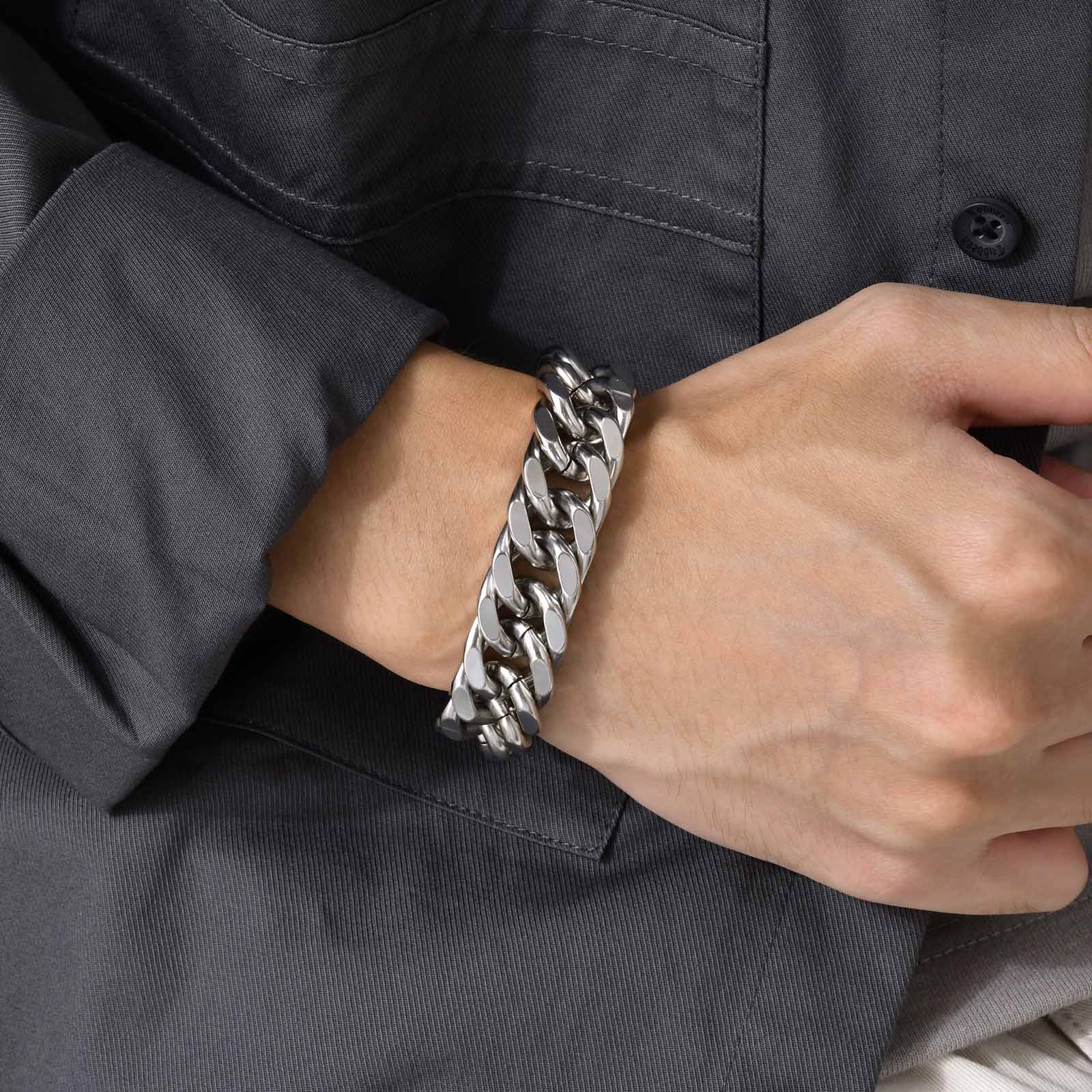 Men's Chunky 8/10/12/15MM Stai - Ceramic Link Bracelet ulasan dan harga