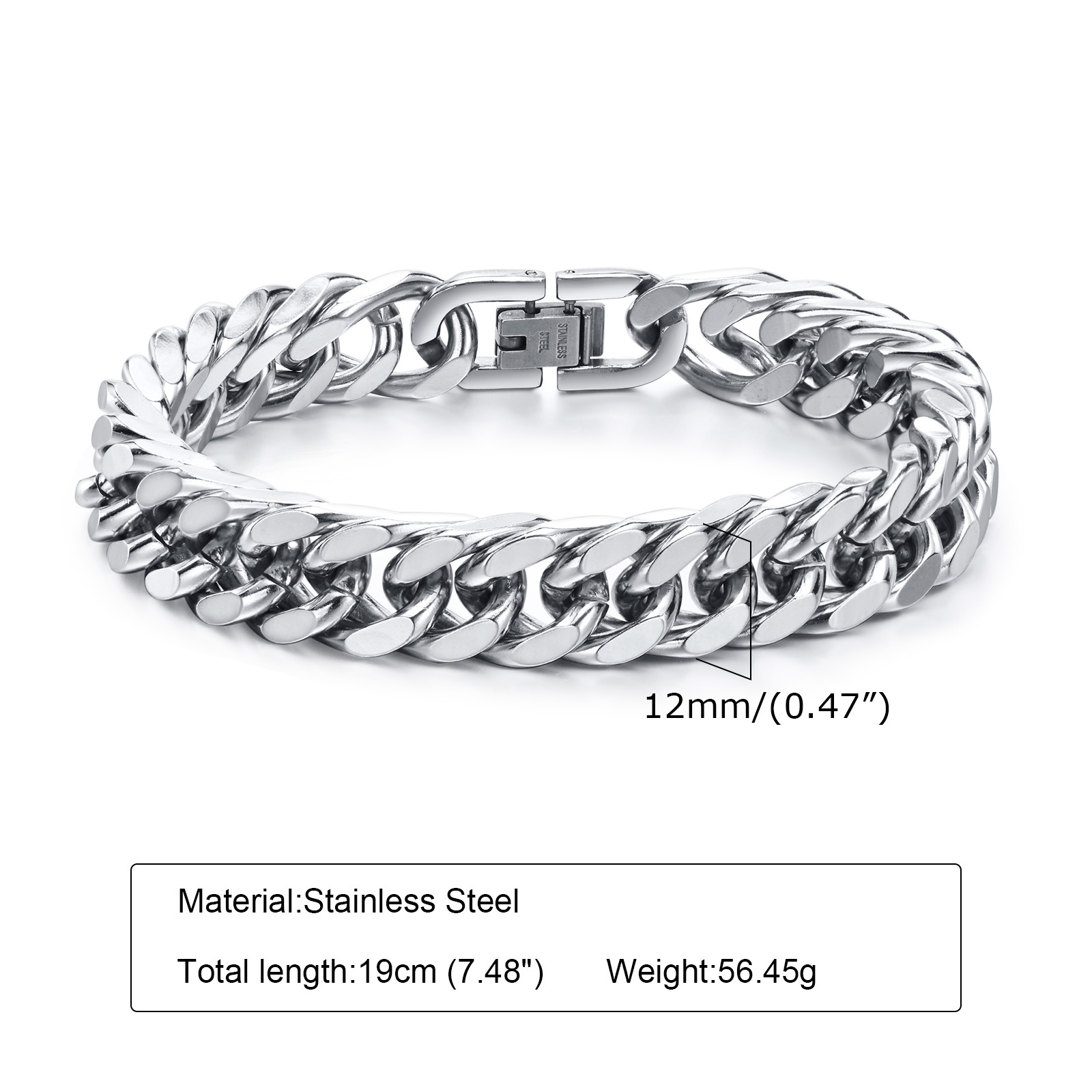 Men's Chunky 8/10/12/15MM Stai - Ceramic Link Bracelet ulasan dan harga